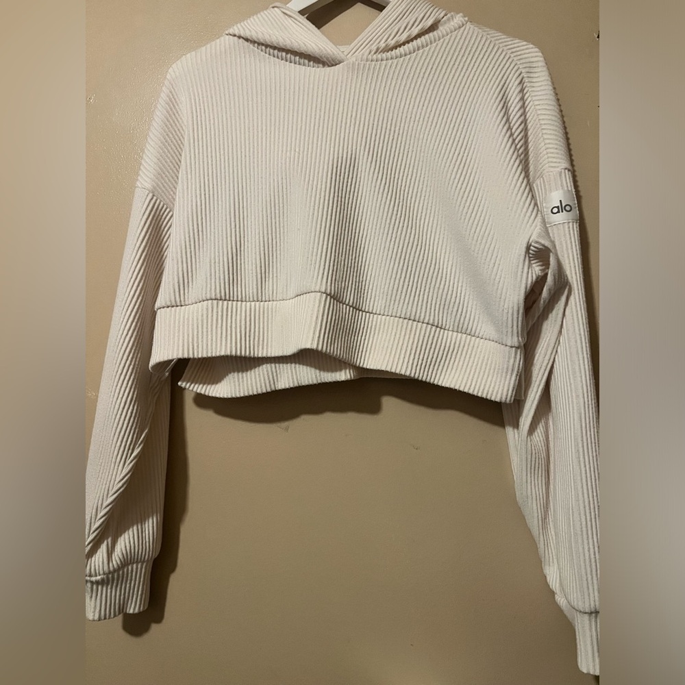 Alo Cream Muse Ribbed Hoodie small/medium - Picture 6 of 10